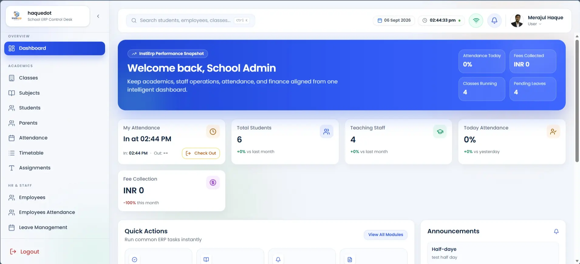 InstiERP Portal